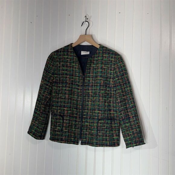 Akris Punto Multicolor Tweed Zip Blazer Jacket US 10 Preppy Luxe Academia Career - Picture 1 of 9